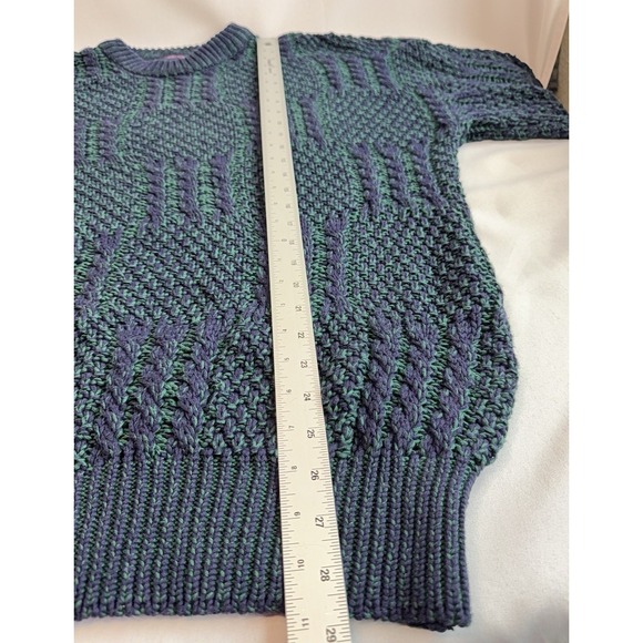 Allen Lolly Nottingham England Men's Cable-knit Pullover Sweater Large Navy/Grn - Picture 8 of 10